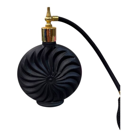 Vtg Art Deco Marcel Franck Black Glass Perfume Bottle Atomizer Hollywood Regency - Picture 2 of 9